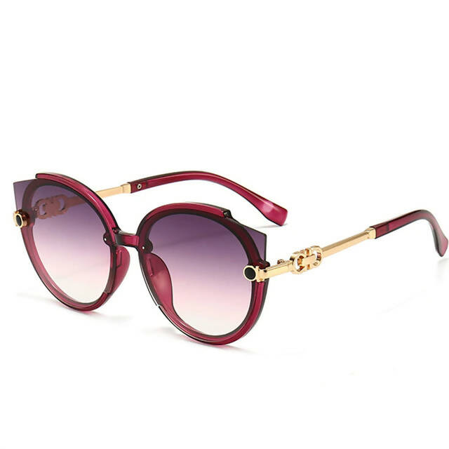 វ៉ែនតានារីថ្មី 2022-New-Vintage-Cat-Eye-Round-Sunglasses Purple