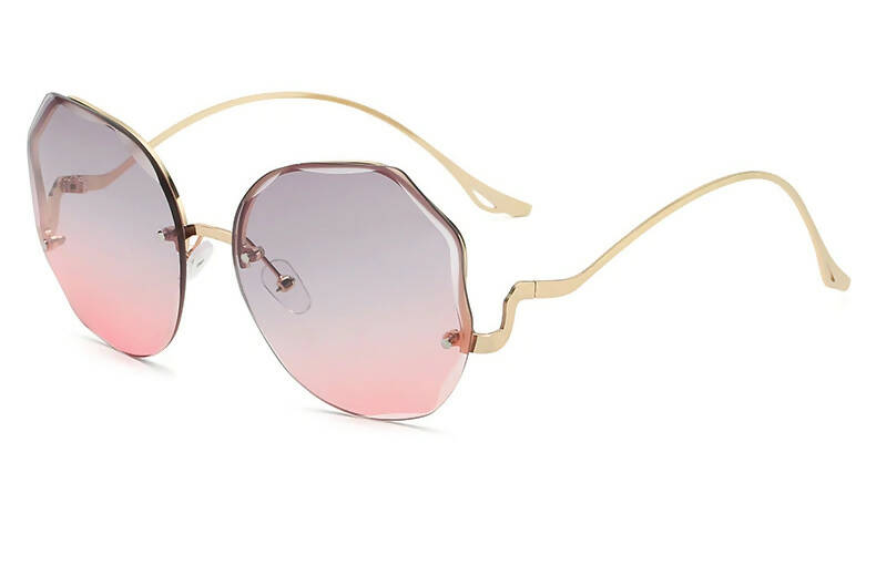 វ៉ែនតានារី Irregular Round Sunglasses Women Brand Gray Pink