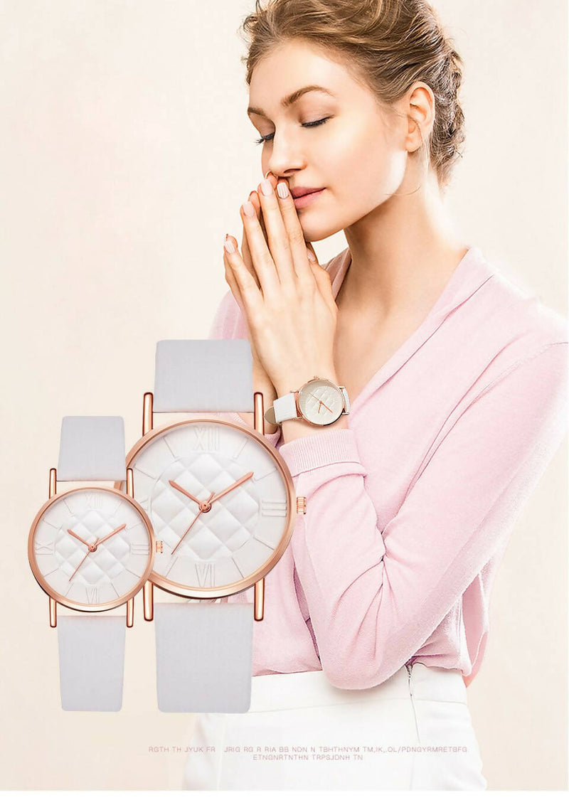 នាឡិការដៃនារី Fashion-Women-Leather-Band-Dress-Quartz-Wrist-Watches-Luxury-Top-Brand-White