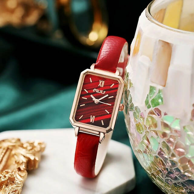 នាឡិកានារី Quartz Wristwatch Ladies Watch Red