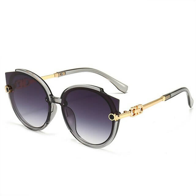 វ៉ែនតានារីថ្មី 2022-New-Vintage-Cat-Eye-Round-Sunglasses-Women-Gray Gray