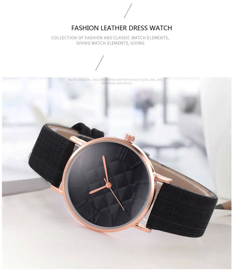 នាឡិការដៃនារី Fashion-Women-Leather-Band-Dress-Quartz-Wrist-Watches-Luxury-Top-Brand-Black